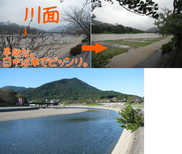 網のブログ-川原の駐車場は水没