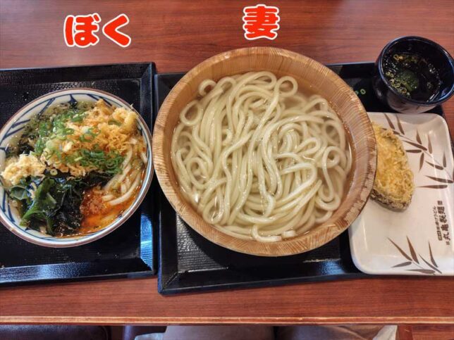 冷かけうどんと釜揚げうどん