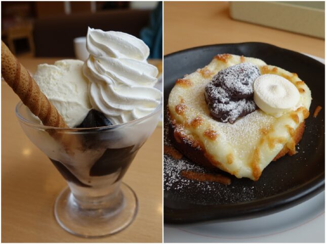 デザートは近くのファミレスで